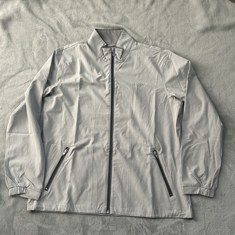 Linksoul Mens XL Full Zip Golf Jacket Gray Stretch Lightweight Windbreaker NWOT